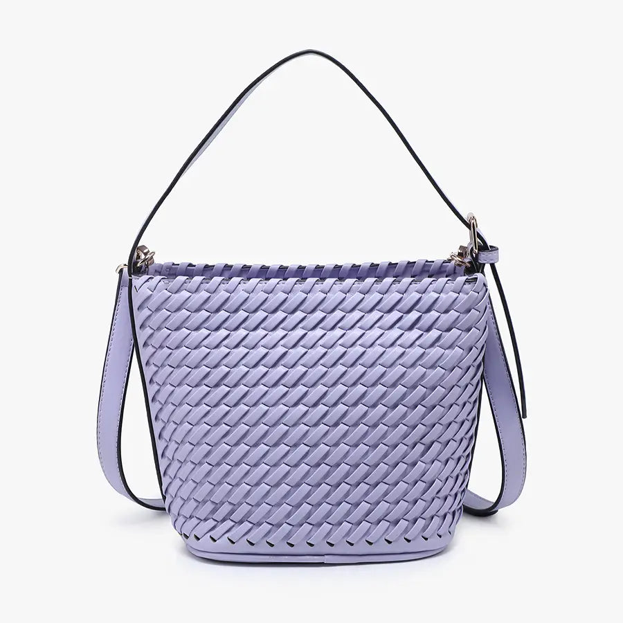 Emerson Diagonal Woven Bucket Bag w/ Crossbody Strap