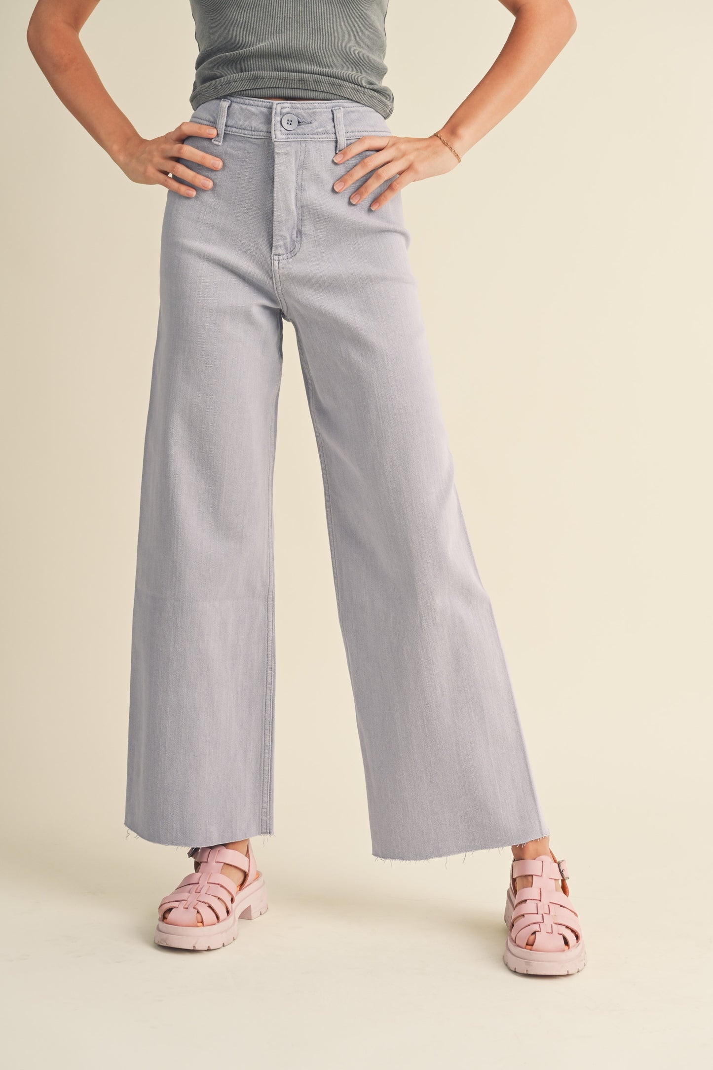 Straight Wide Leg Denim Pant