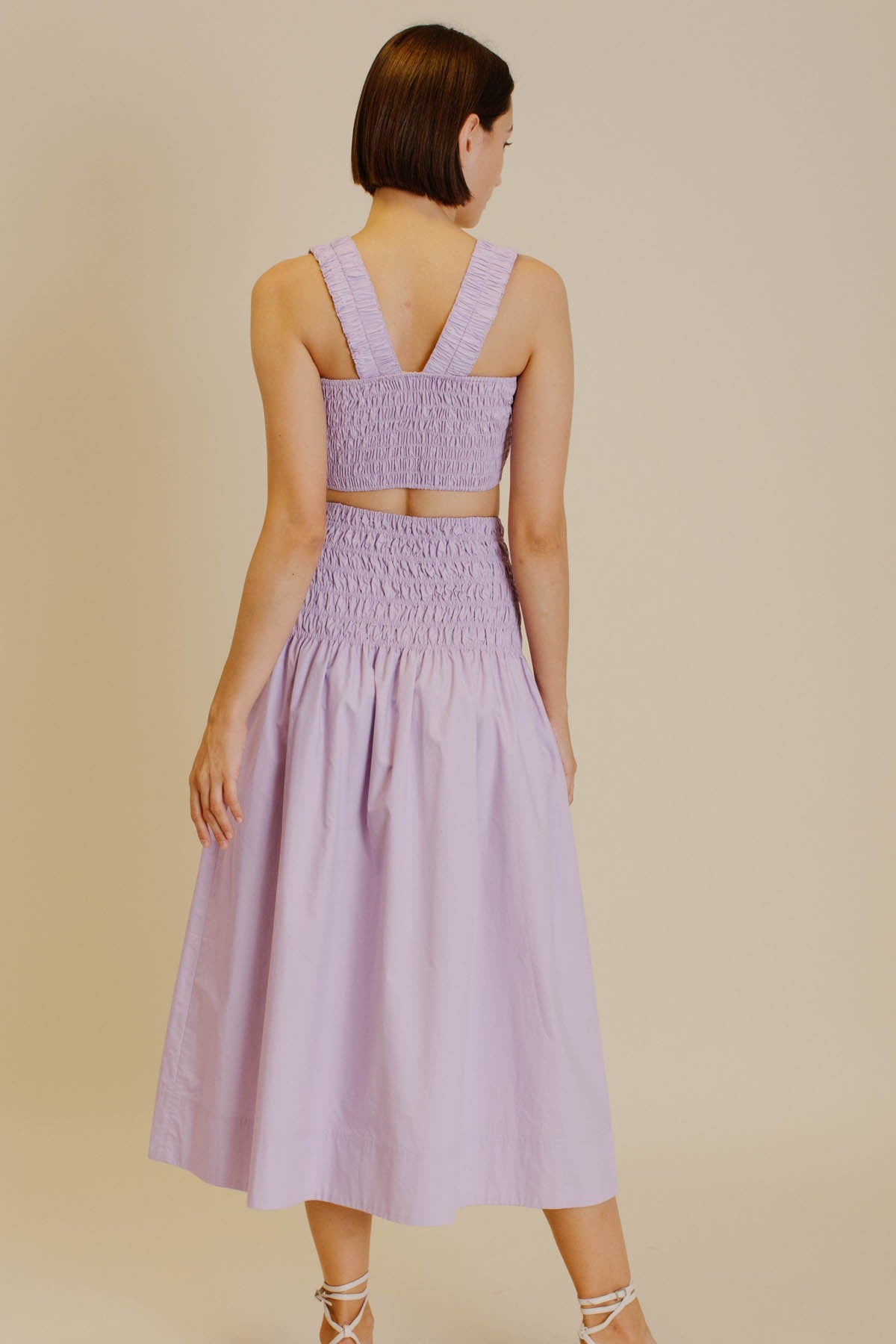 POPLIN SHIRRED CROP TOP