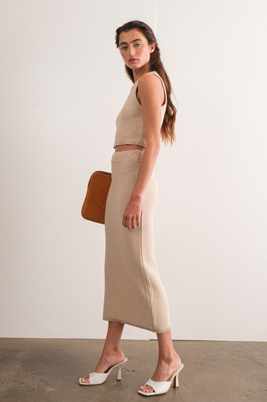 KNIT MIDI SKIRT