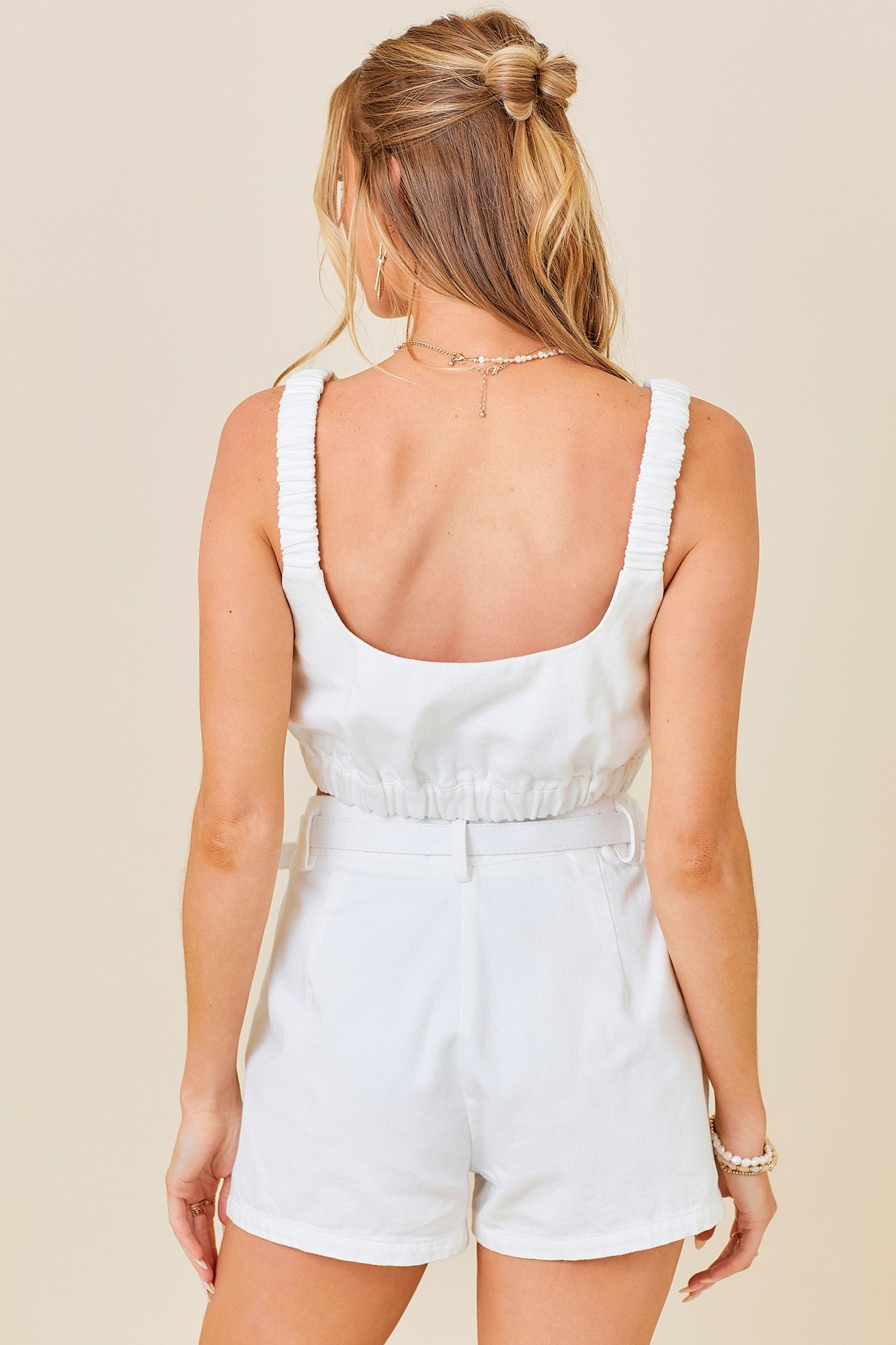 CROPPED TANK AND BELTED SHORTS SET