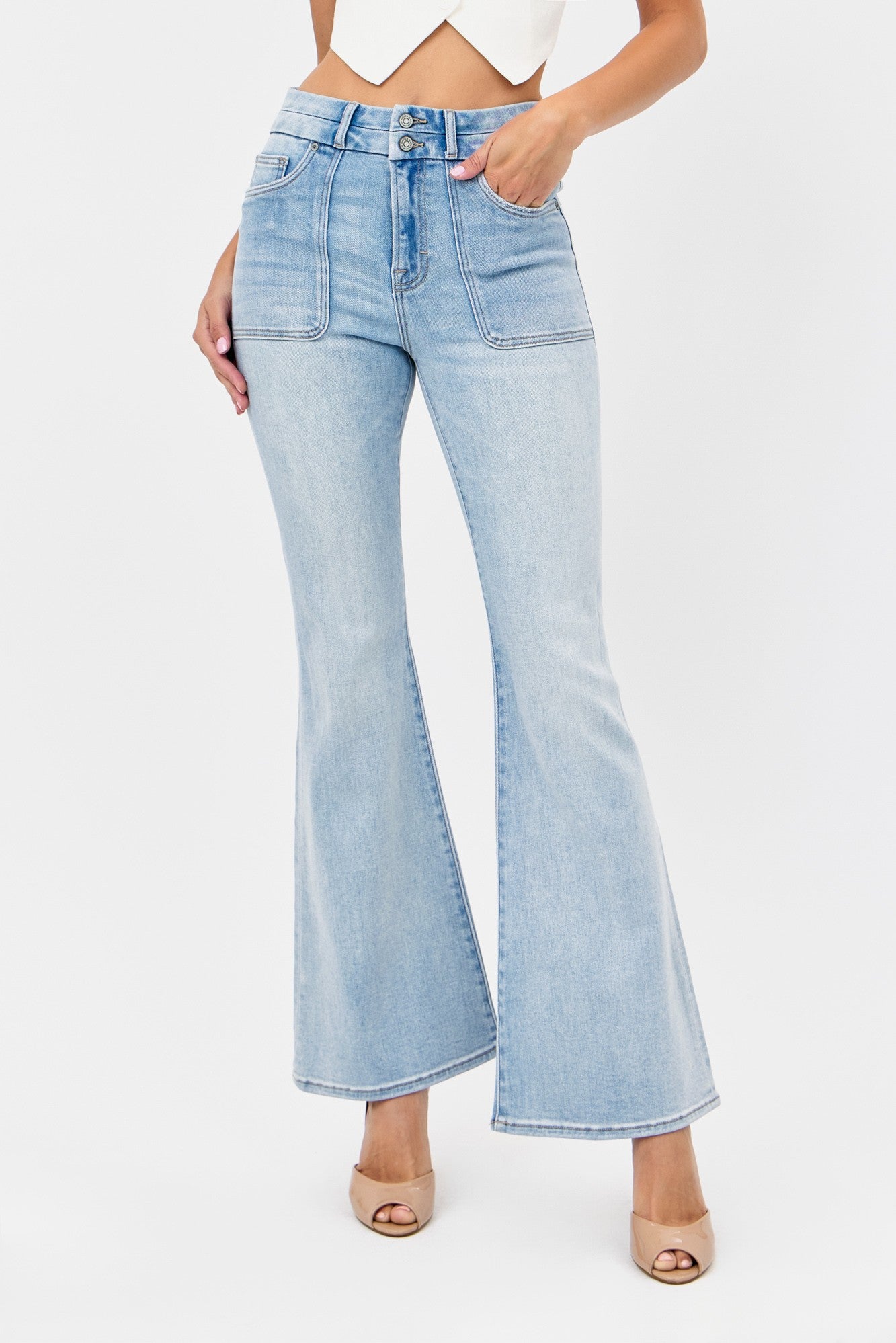 Double Waistband Utility Pocket Happi Flare