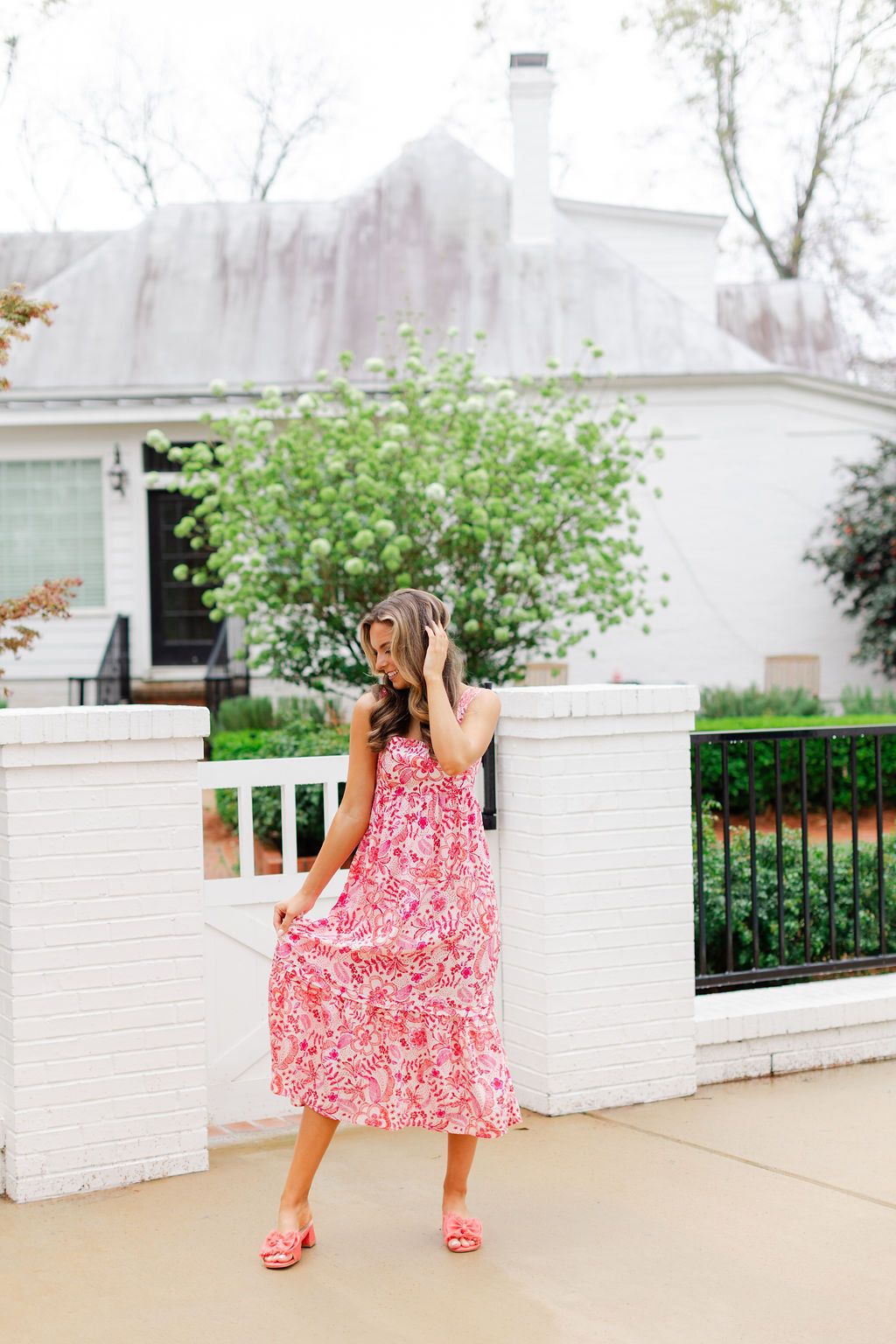 Abstract Print Square Neck Midi Dress