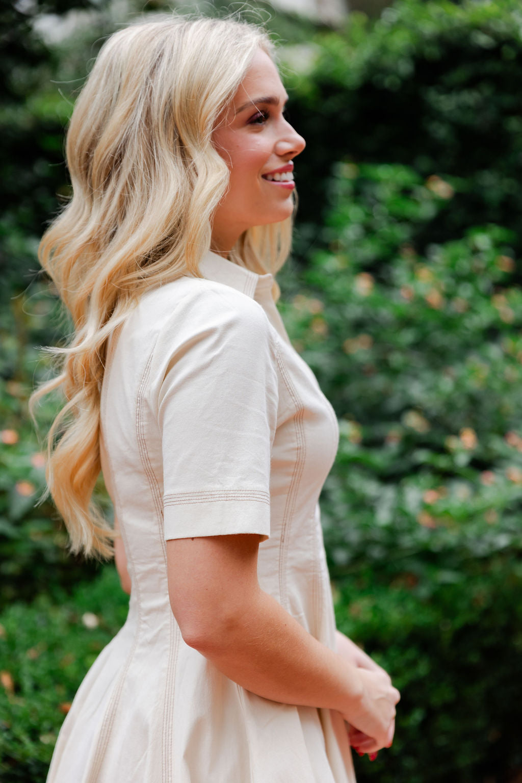 Contrast Top Stitch Detail Polo Dress