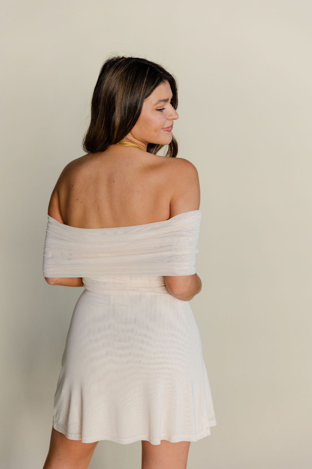 Fold Over Mesh Mini Dress