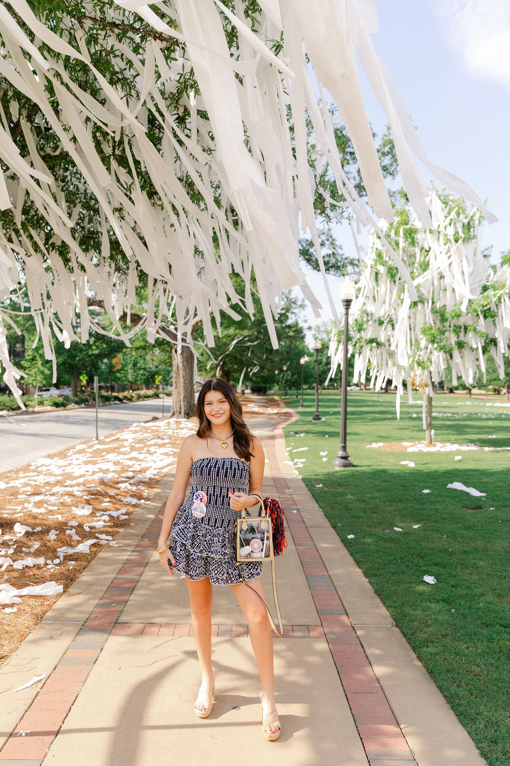 Eyelet Smocked Ruffle Mini Dress