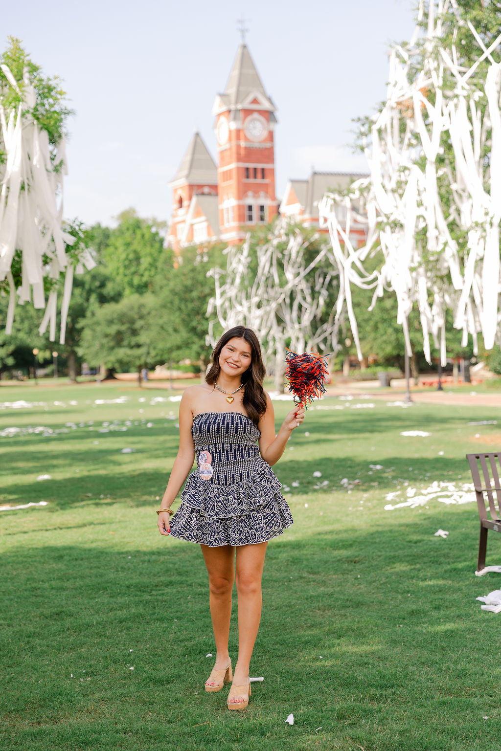 Eyelet Smocked Ruffle Mini Dress