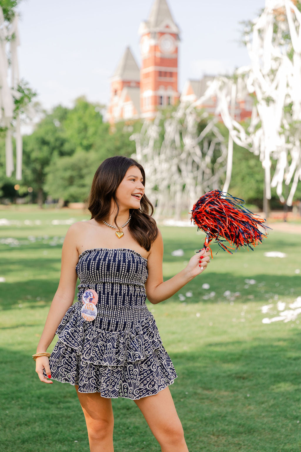 Eyelet Smocked Ruffle Mini Dress