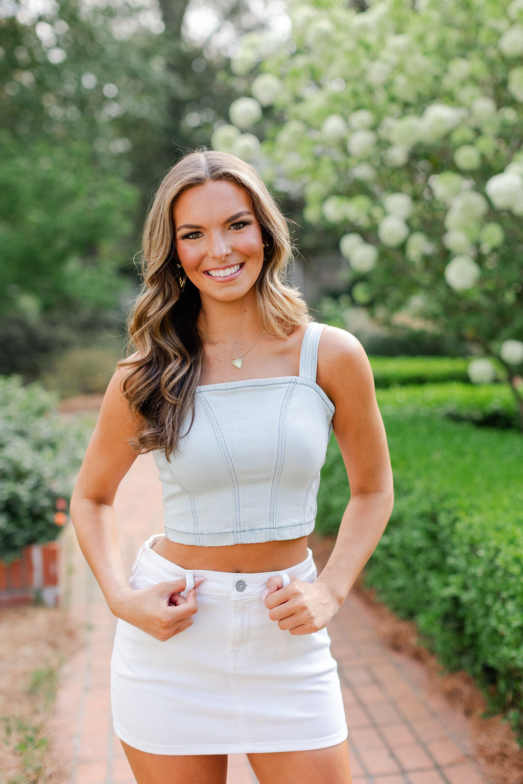 ABBEY LIGHT WASH BUSTIER TOP