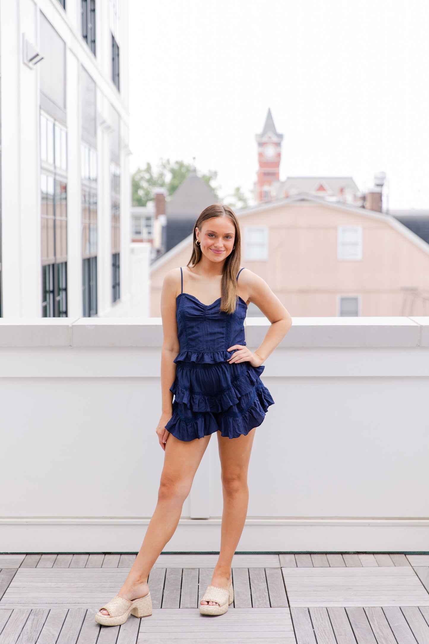 Lace Ruffle Cami with Back Lace-up Tie