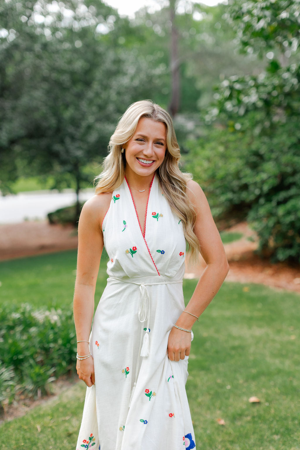 Embroidered Halter Dress