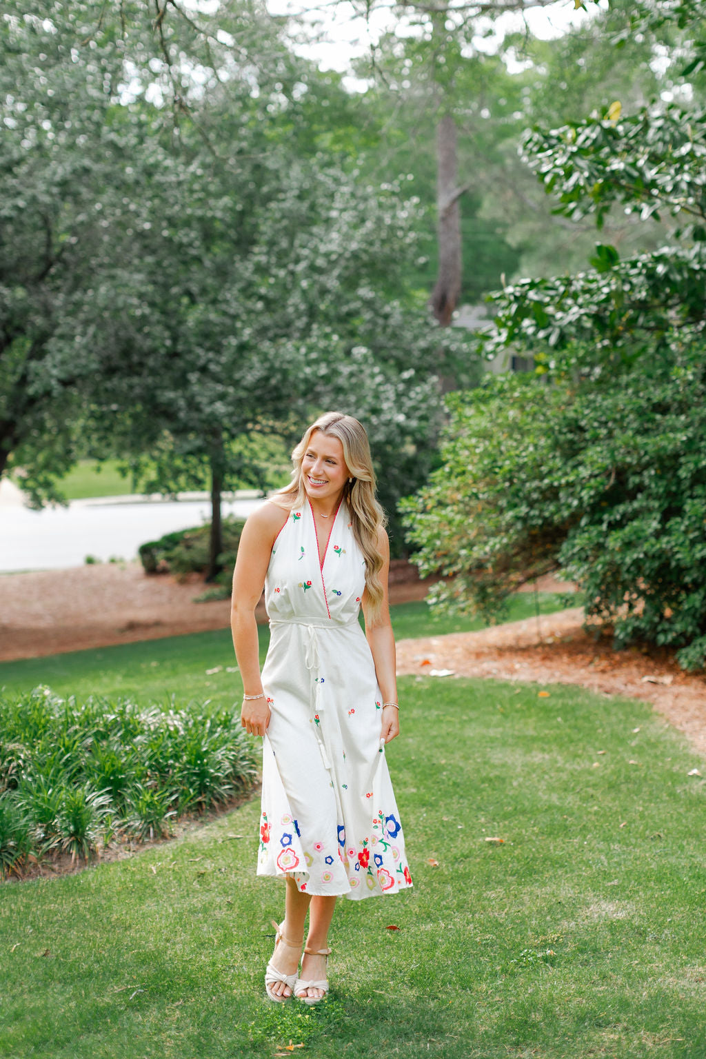 Embroidered Halter Dress