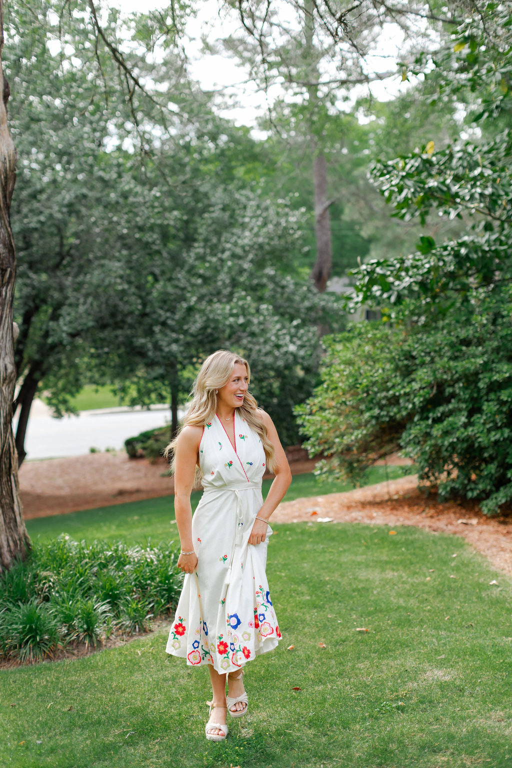 Embroidered Halter Dress