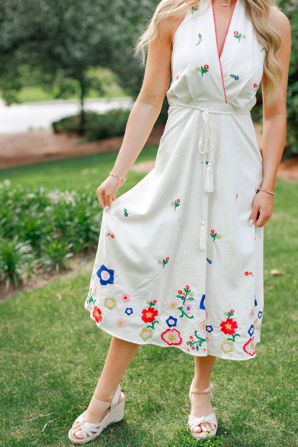 Embroidered Halter Dress