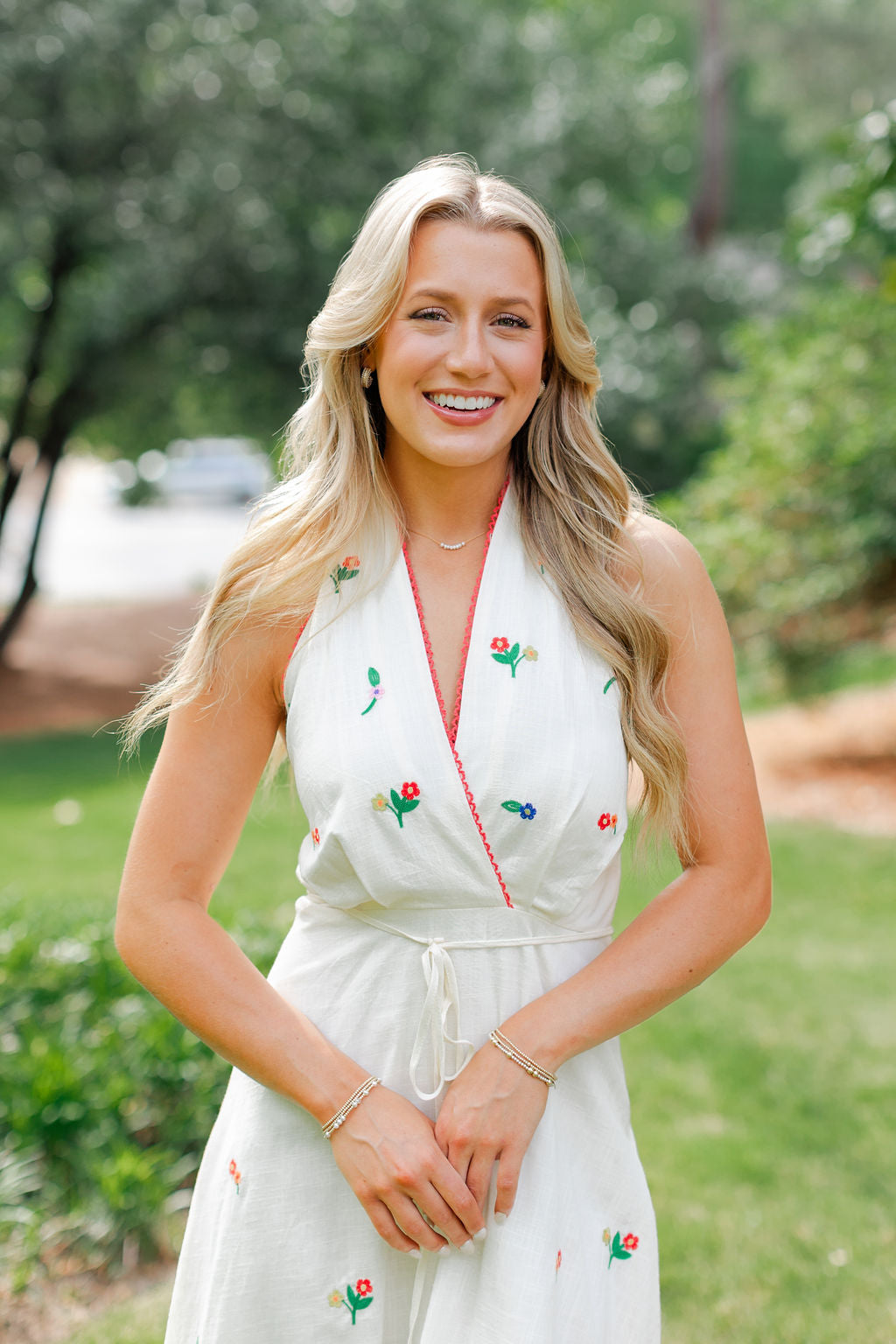 Embroidered Halter Dress