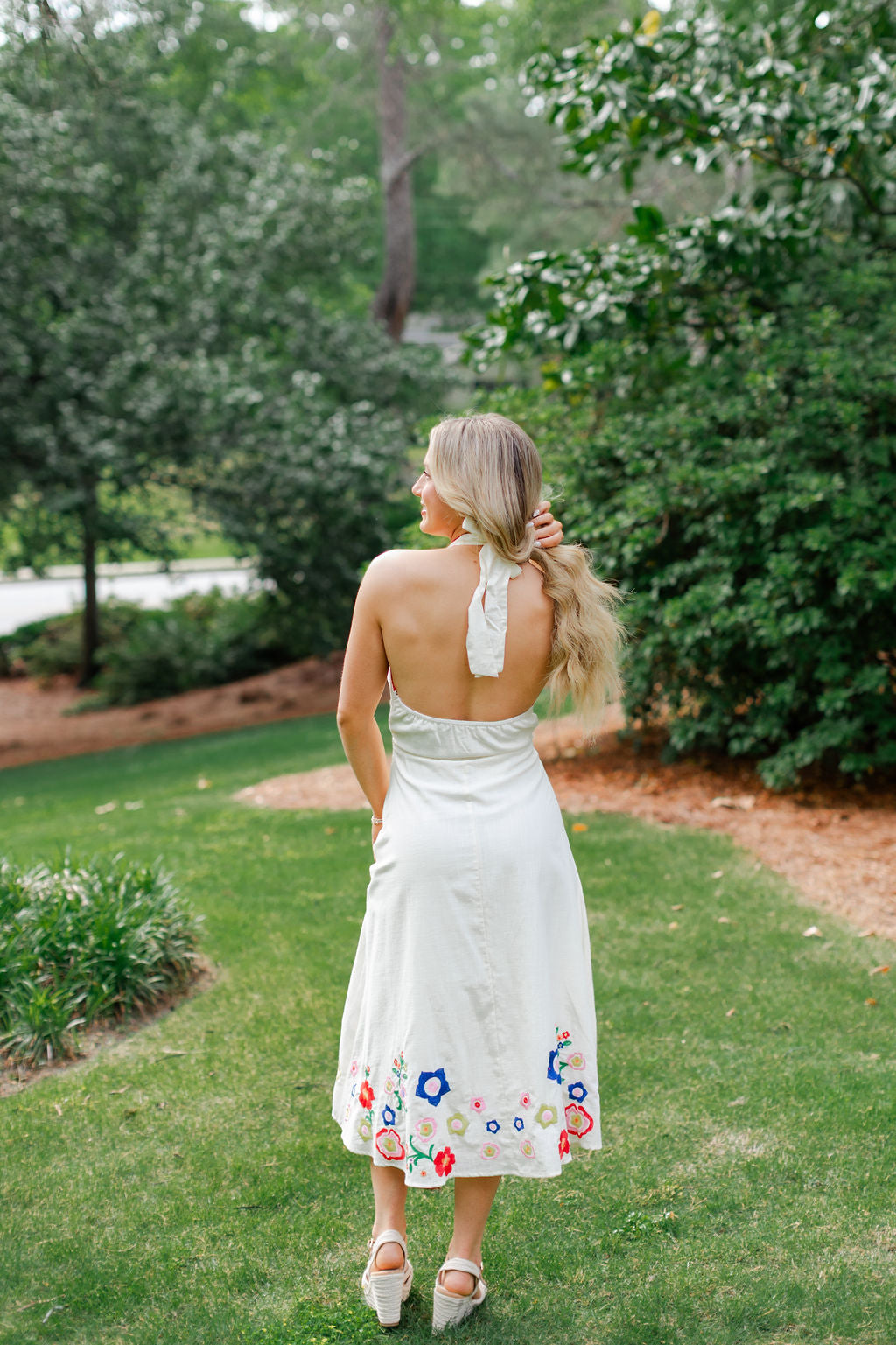 Embroidered Halter Dress