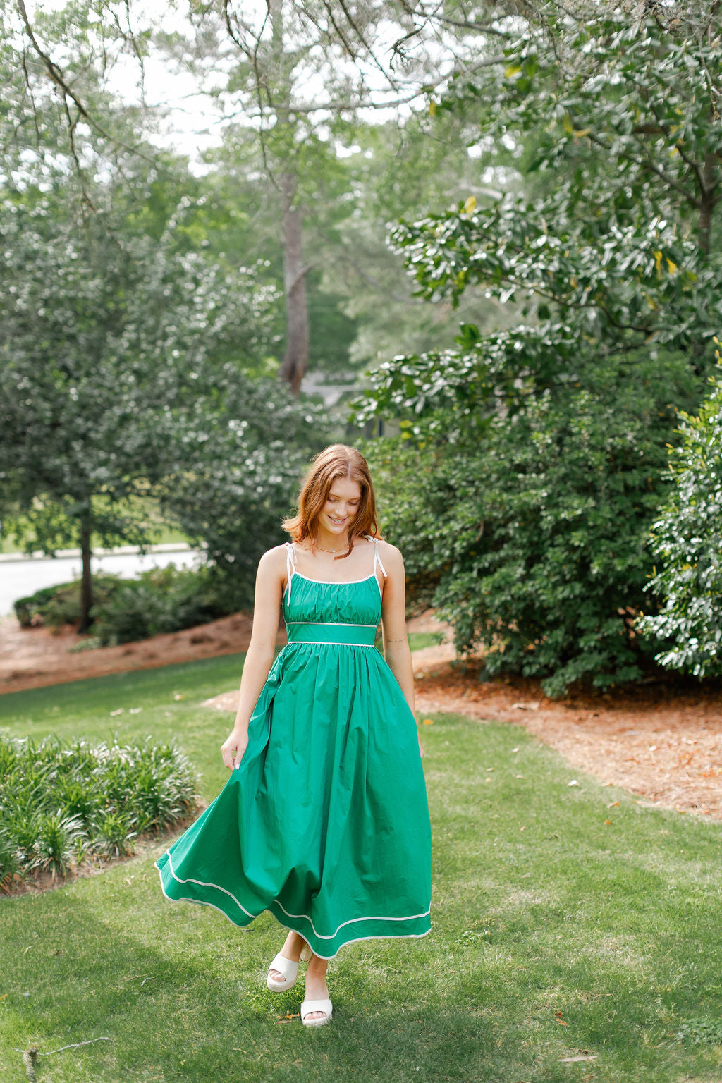 Contrast Piping Midi Dress
