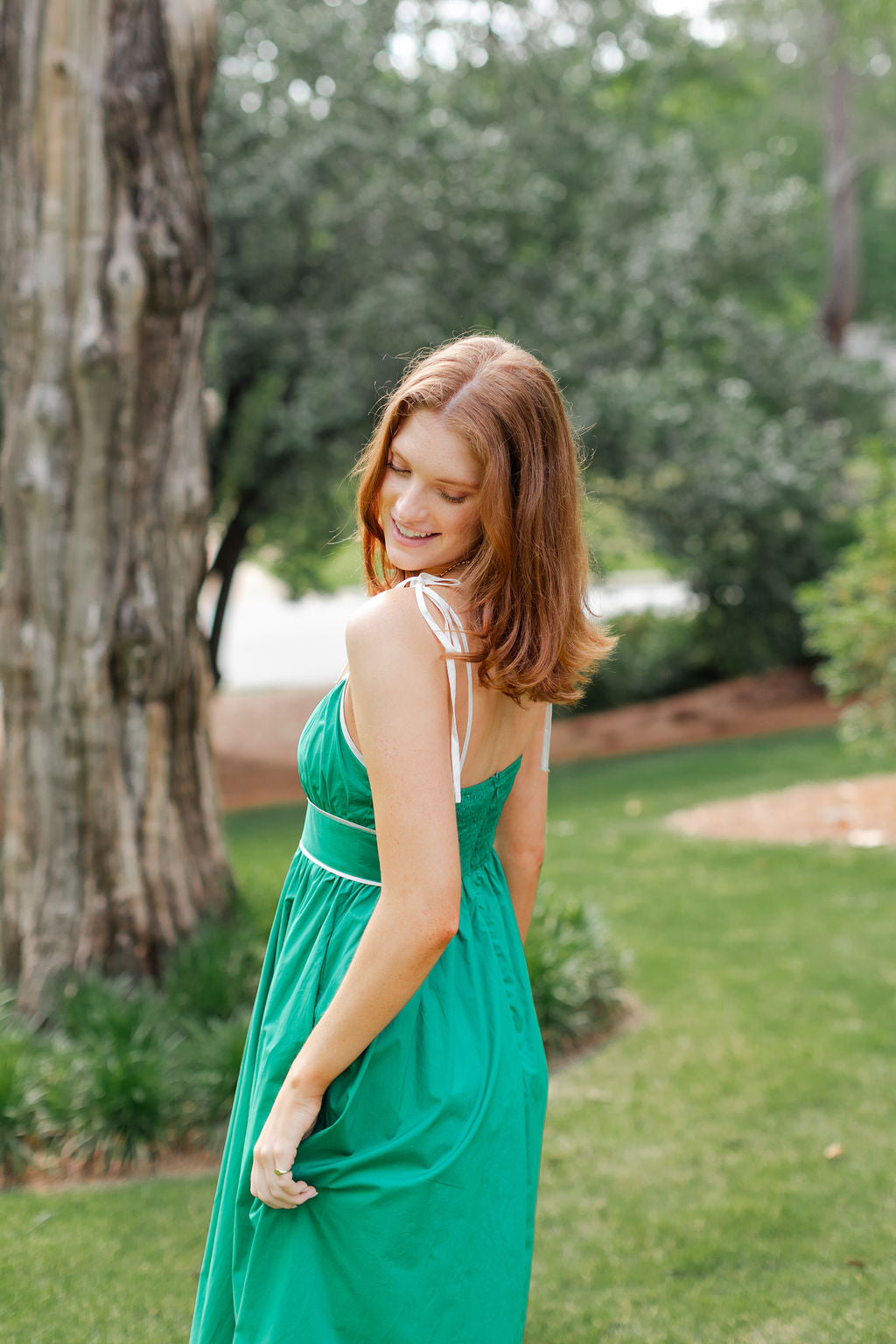 Contrast Piping Midi Dress
