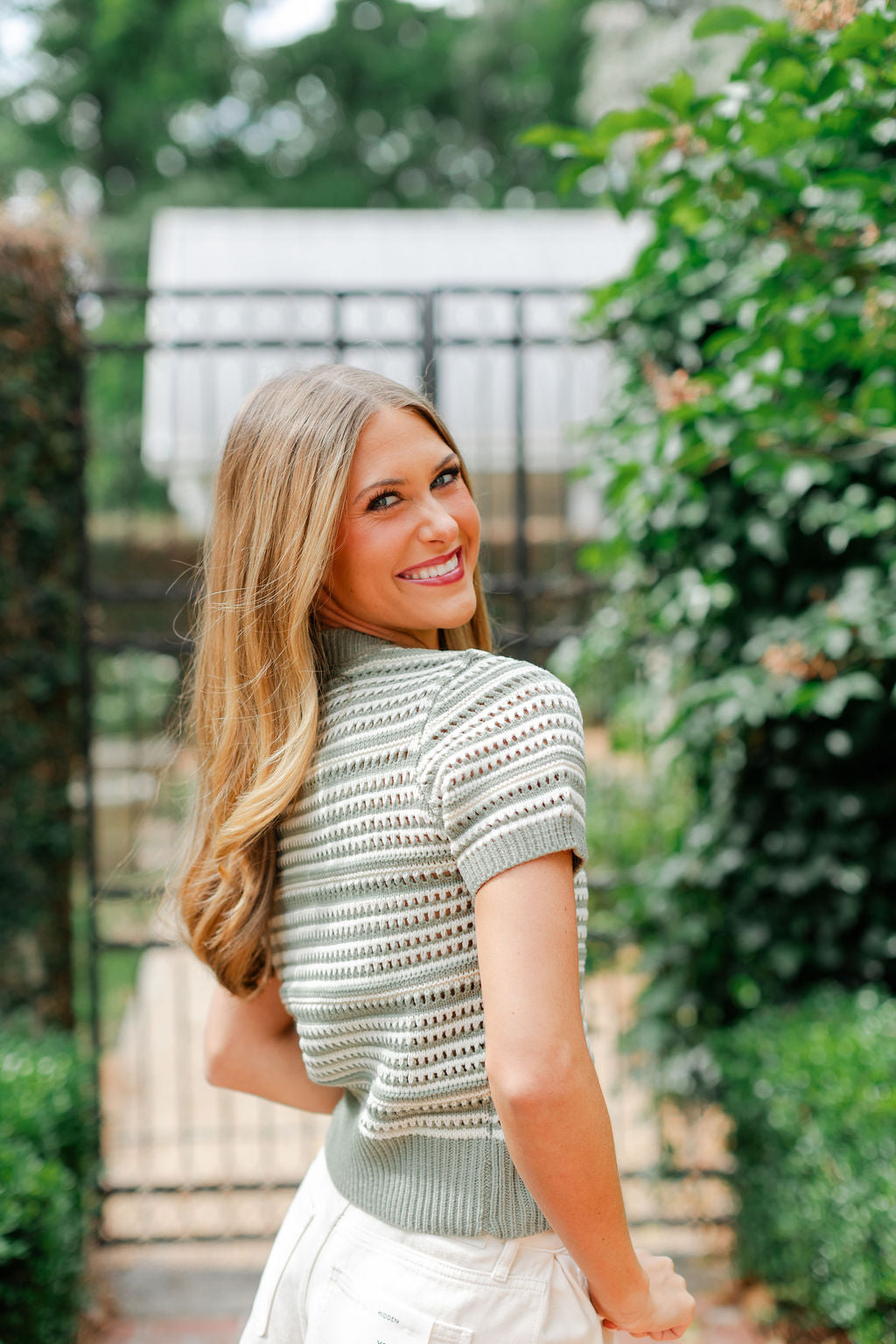 Stripe Short Sleeve Sweater