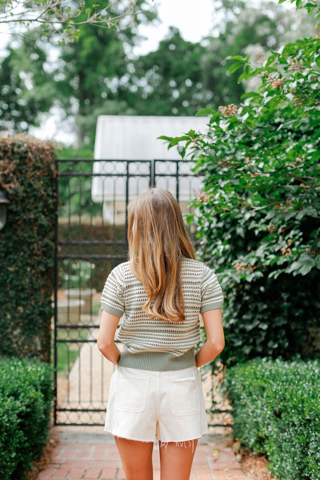 Stripe Short Sleeve Sweater