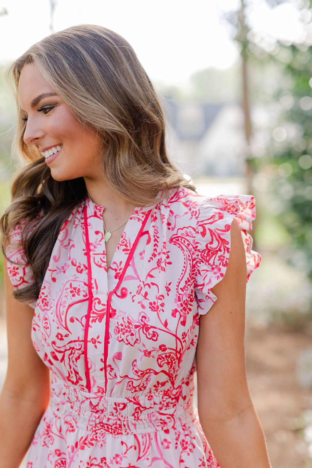 Paisley V Neck Mini Dress