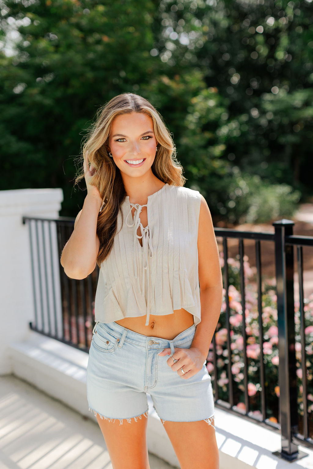 Linen Pleated Top