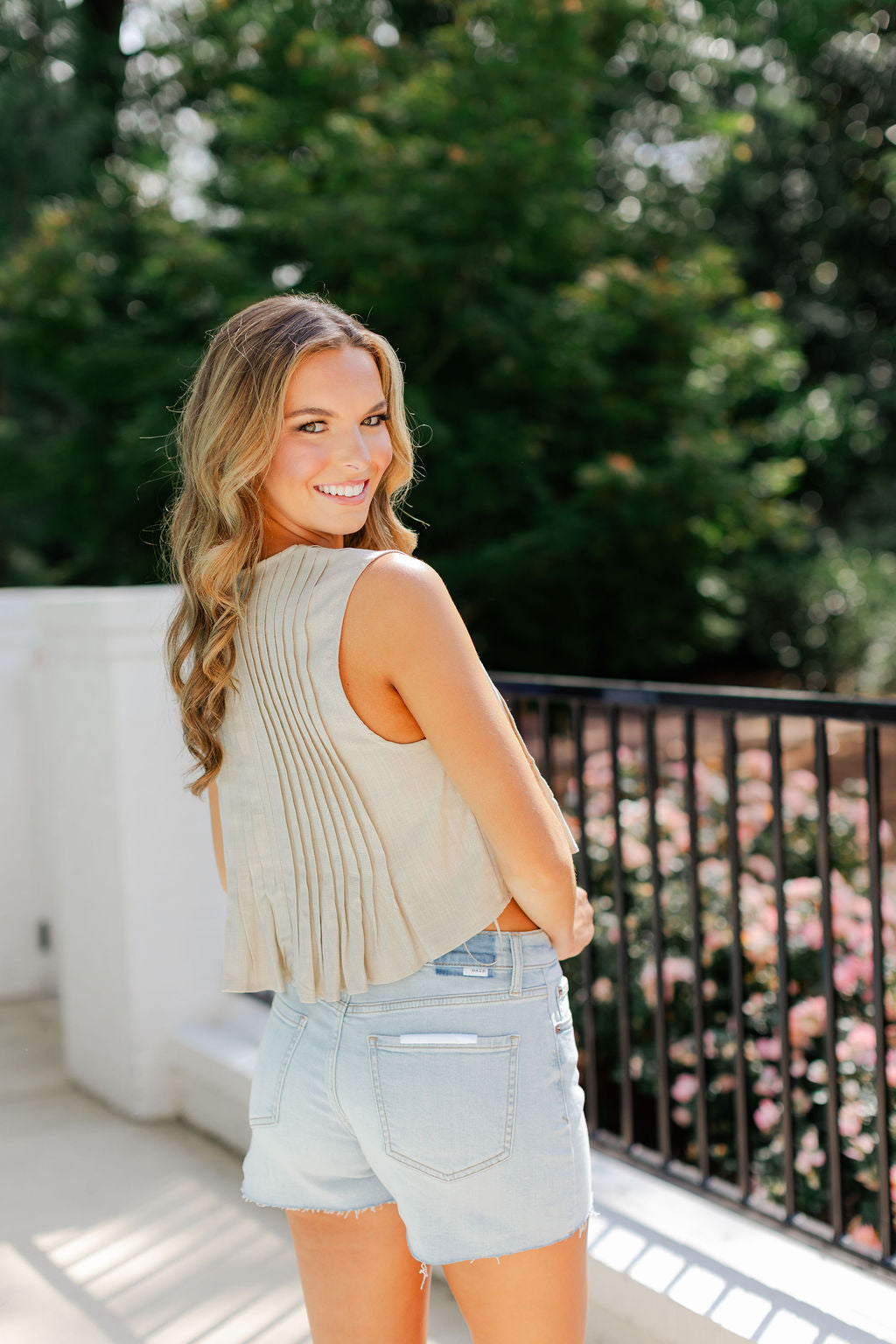 Linen Pleated Top