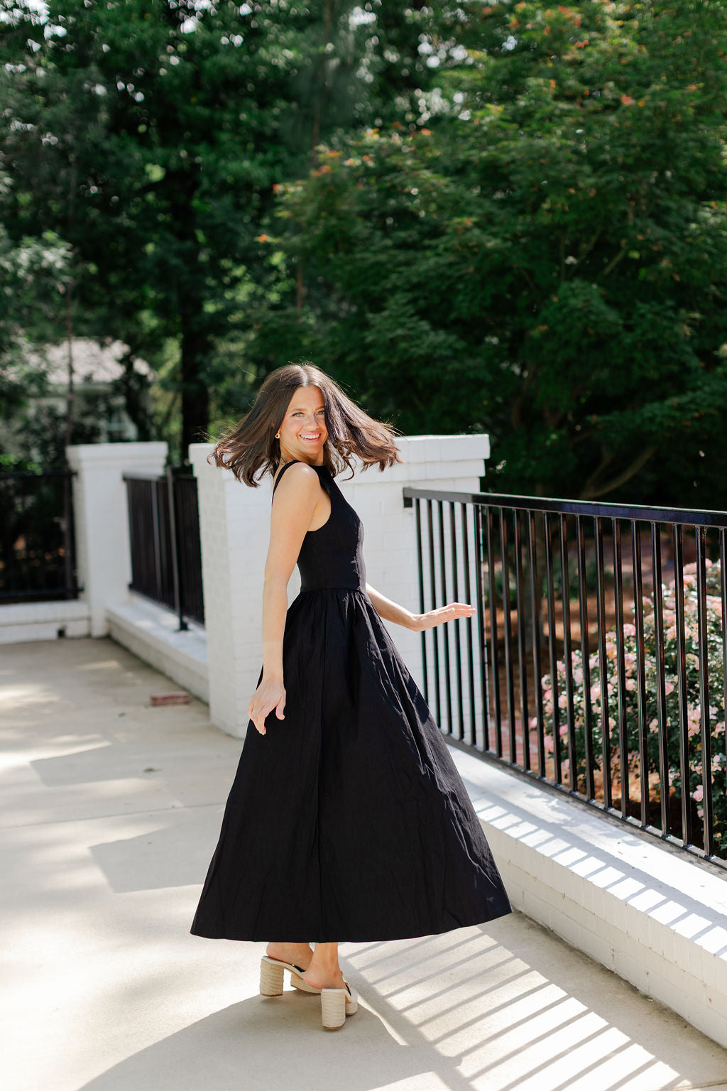 Boatneck Chevron Waist Midi Dress
