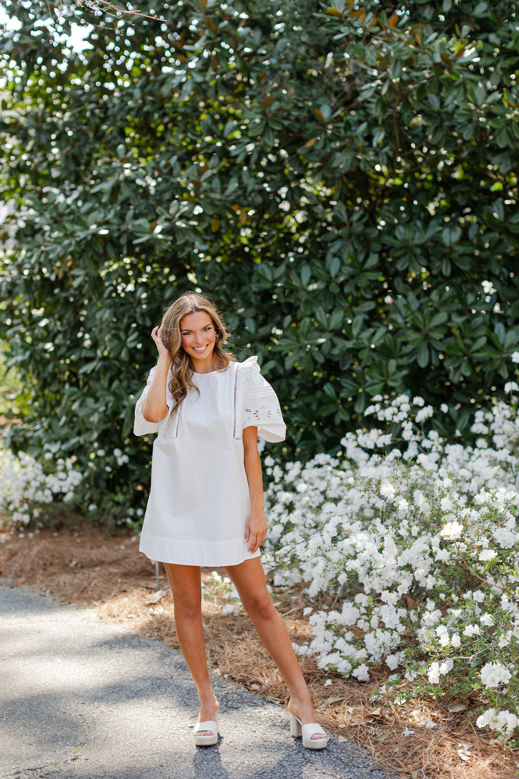 Embroidered Puff Sleeve Mini Dress