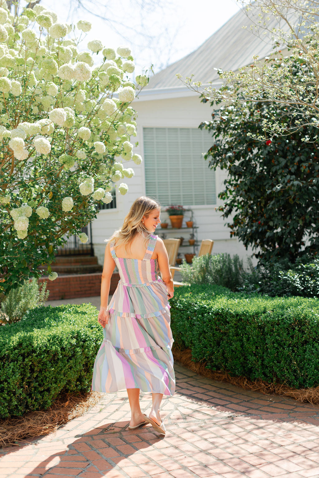 Multicolor Striped Tier Midi Dress