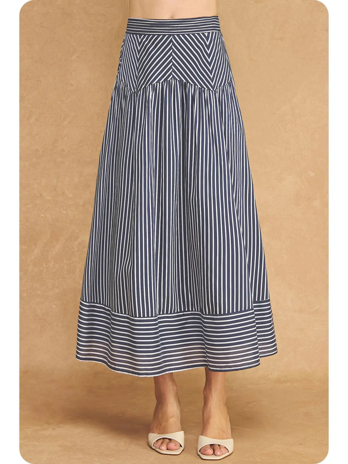 Striped Drop Waist Midi