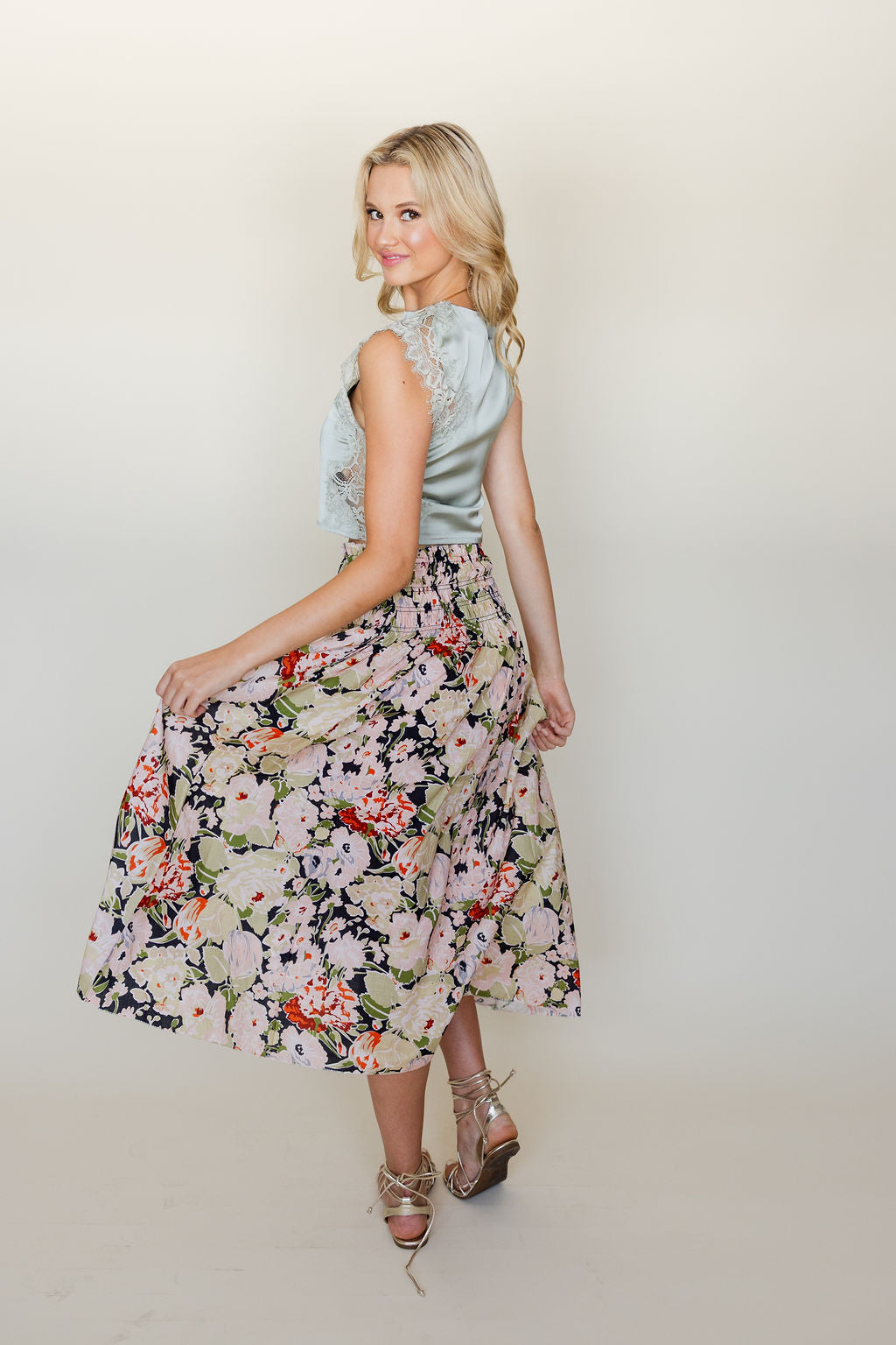 High Neck Lace Trim Top