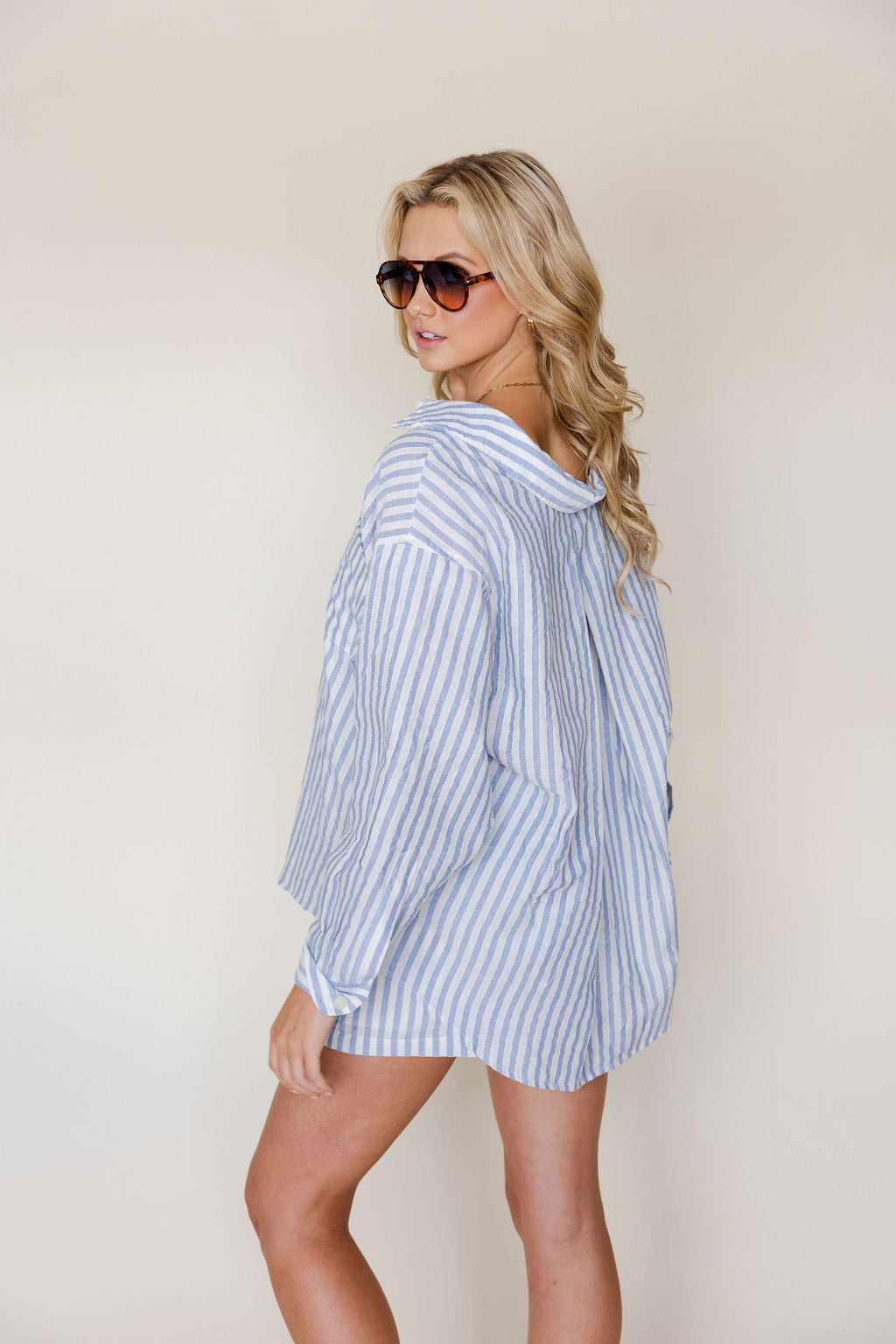 Striped Button Down & Shorts Set