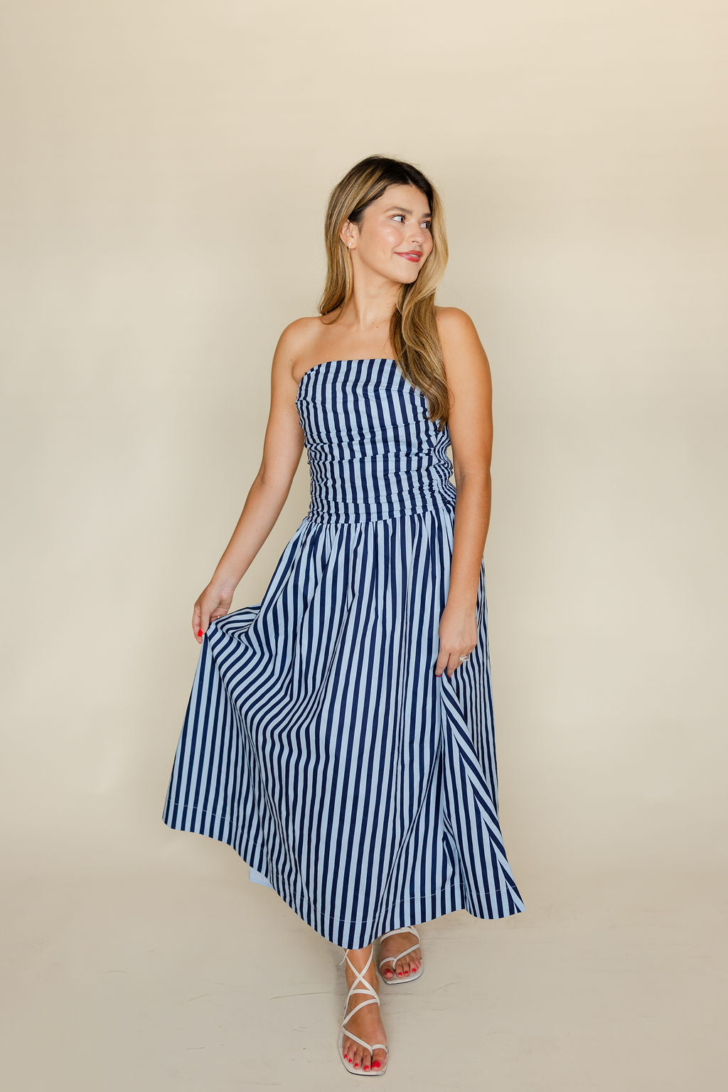 Striped Strapless Maxi Dress – Therapy Boutique