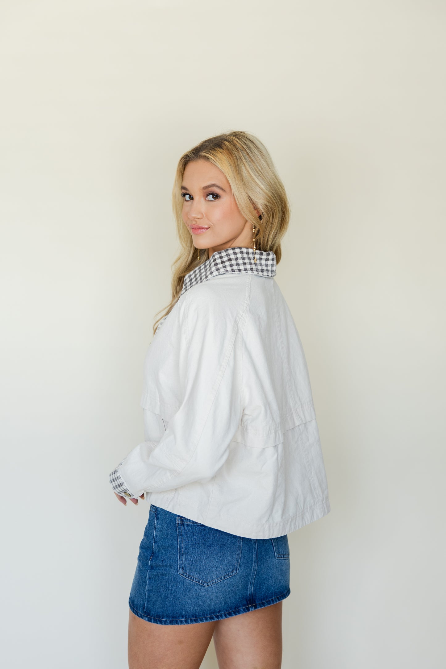Gingham Collar Barn Jacket