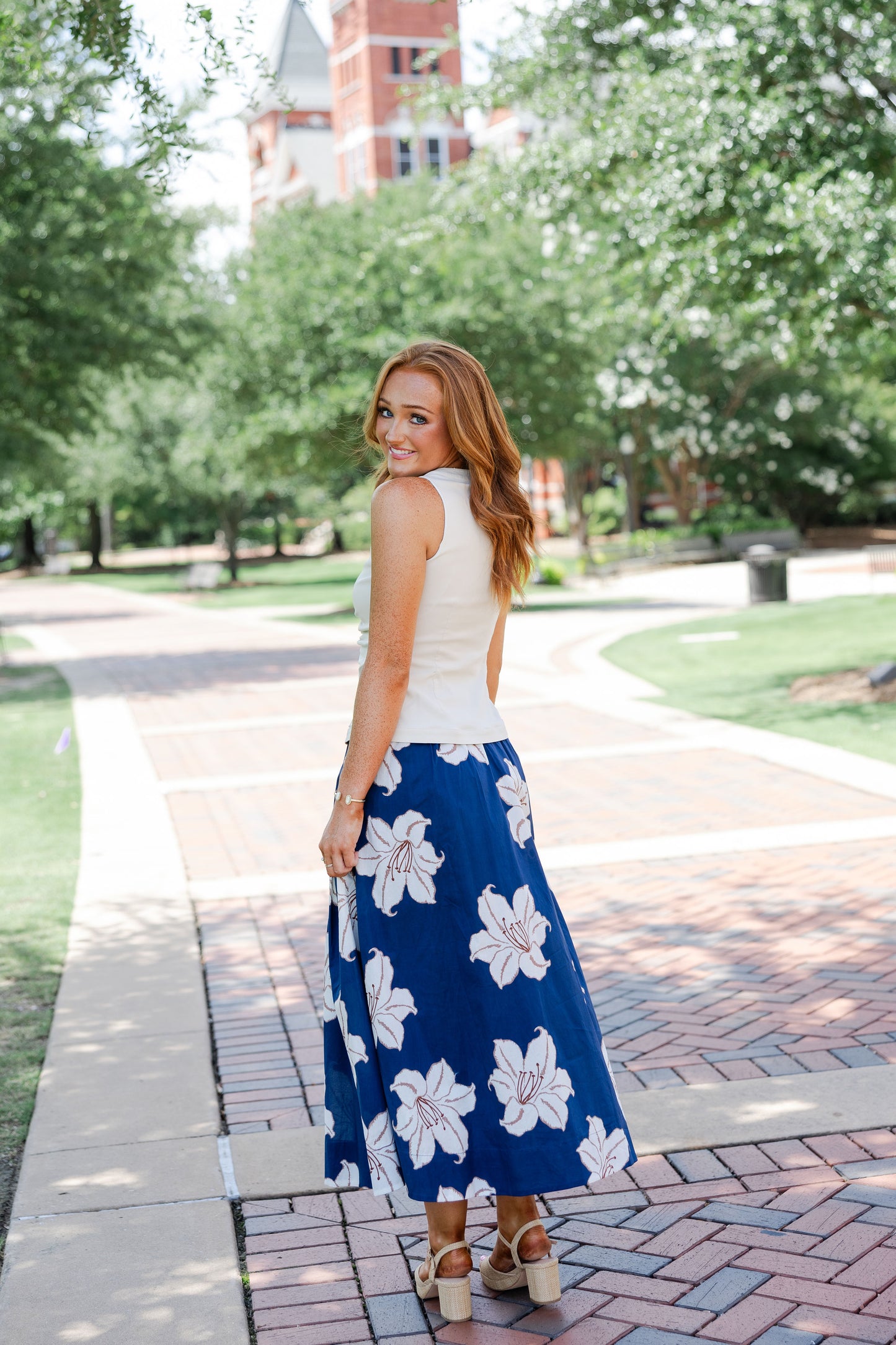Floral Print Midi Skirt