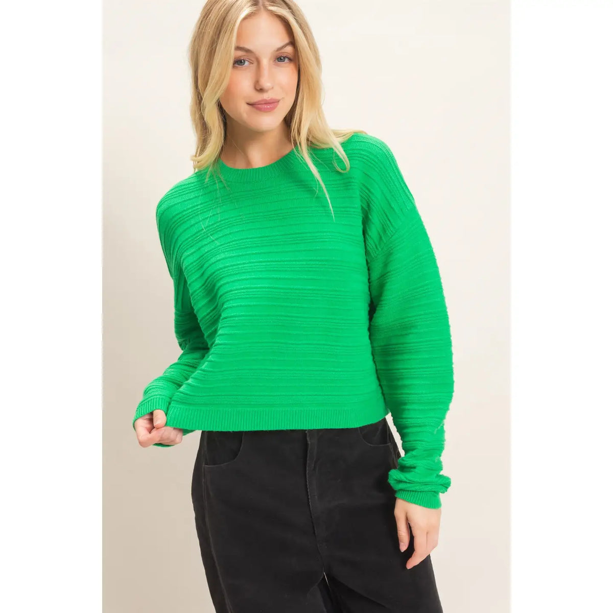 Textured Crew Neck Sweater