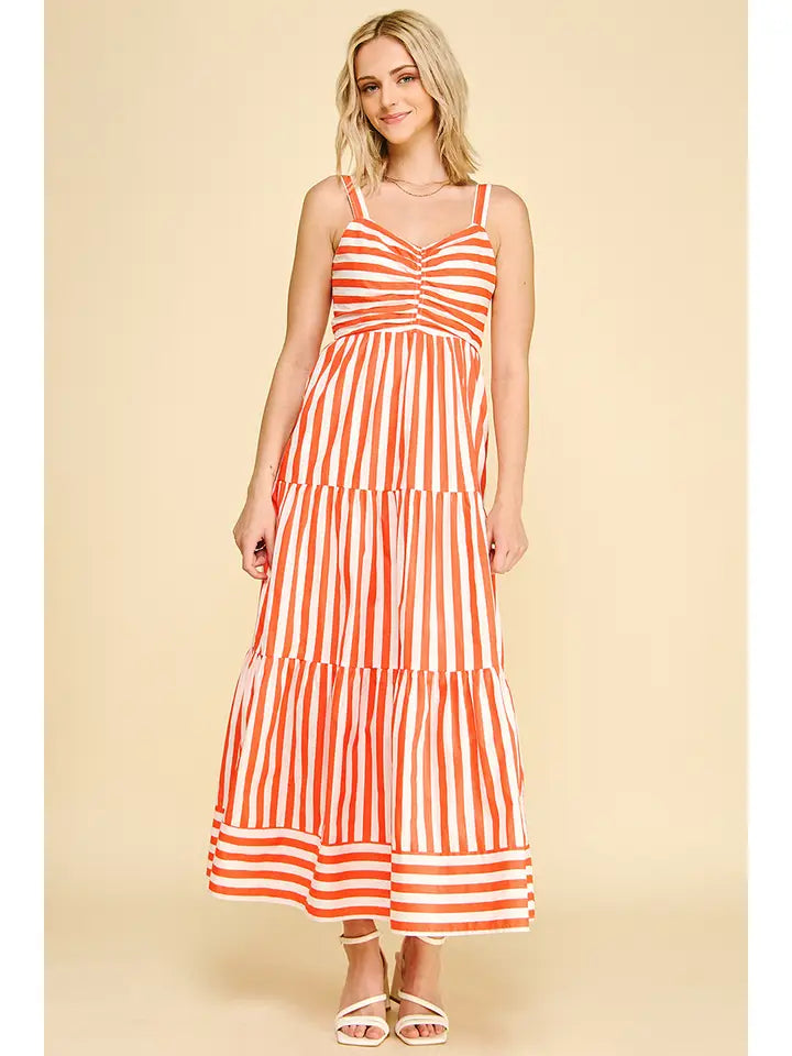 Striped Tiered Maxi Dress