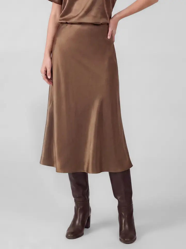 Satin Bias Midi Skirt