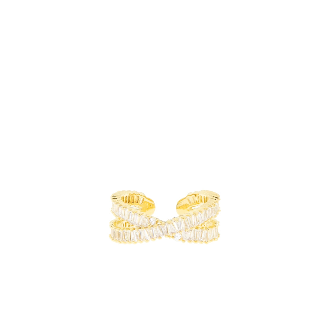 Adjustable Baguette Crossover Ring