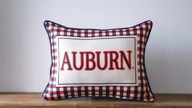 Auburn Gingham Piped Pillow