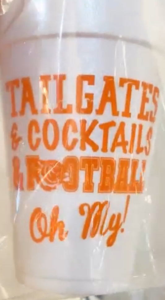 TAILGATES, COCKTAILS AND FOOTBALL STYROFOAM CUPS