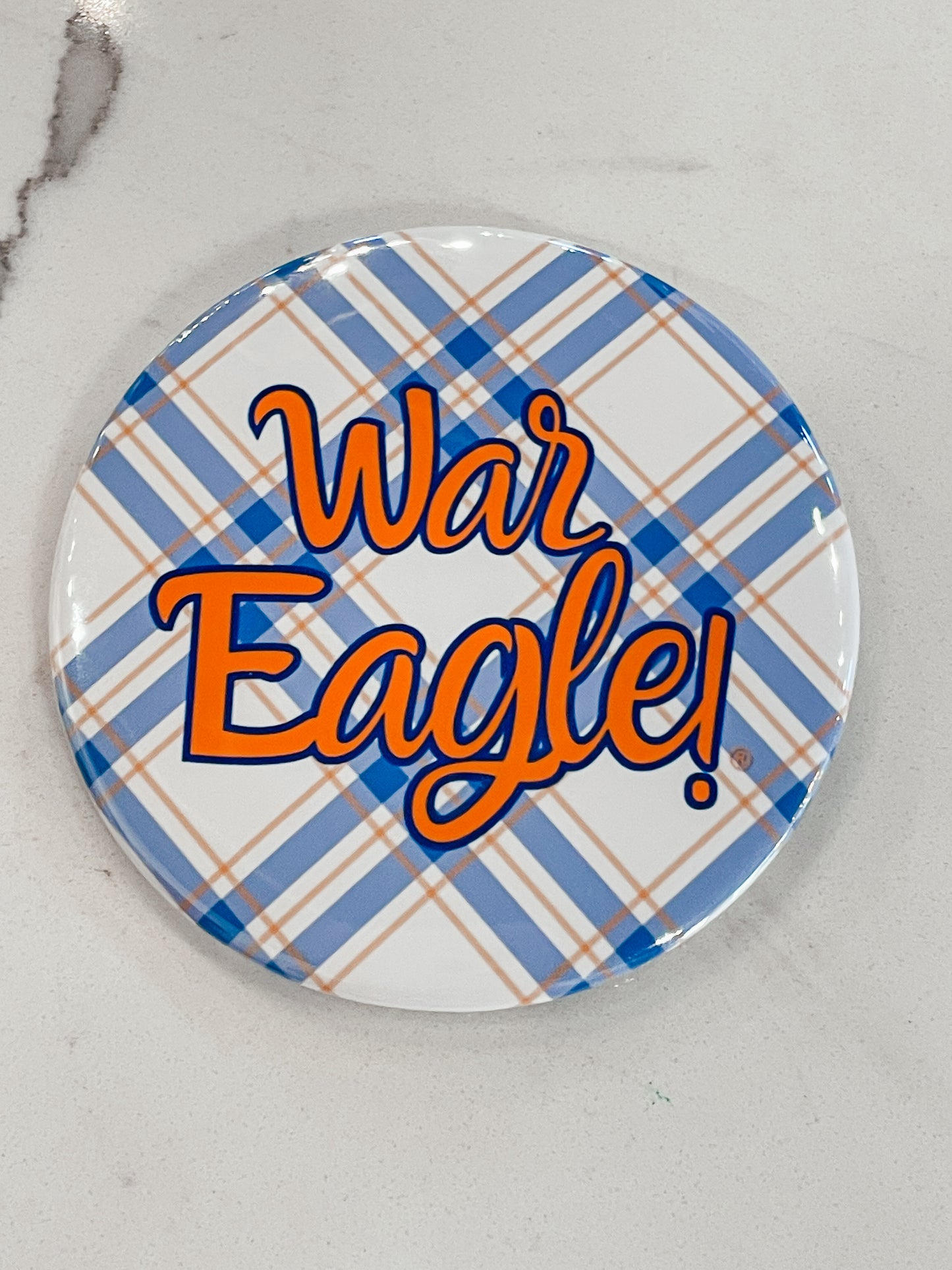 Plaid War Eagle Button