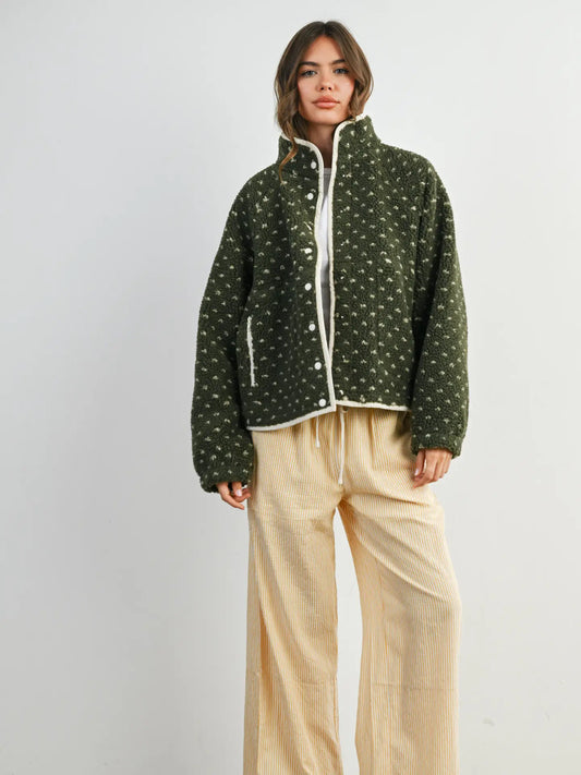 Patterned Fleece Puffer Jacket