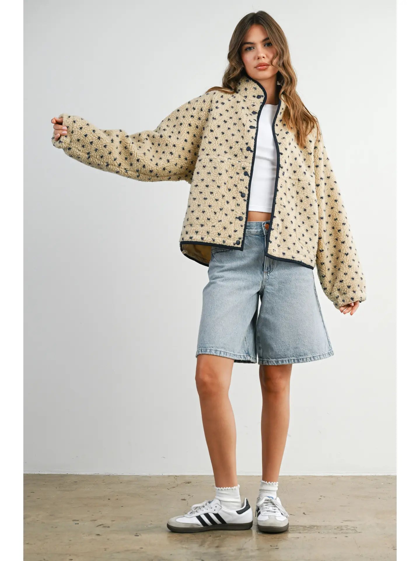Patterned Fleece Puffer Jacket