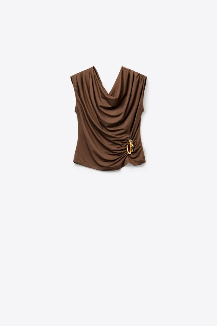 Draped Gold Detail Top