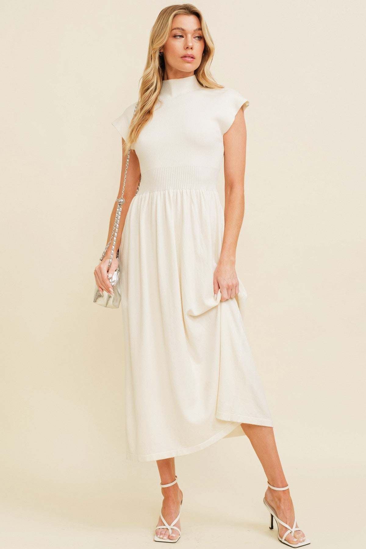 Mock Neck Stretch Maxi Dress