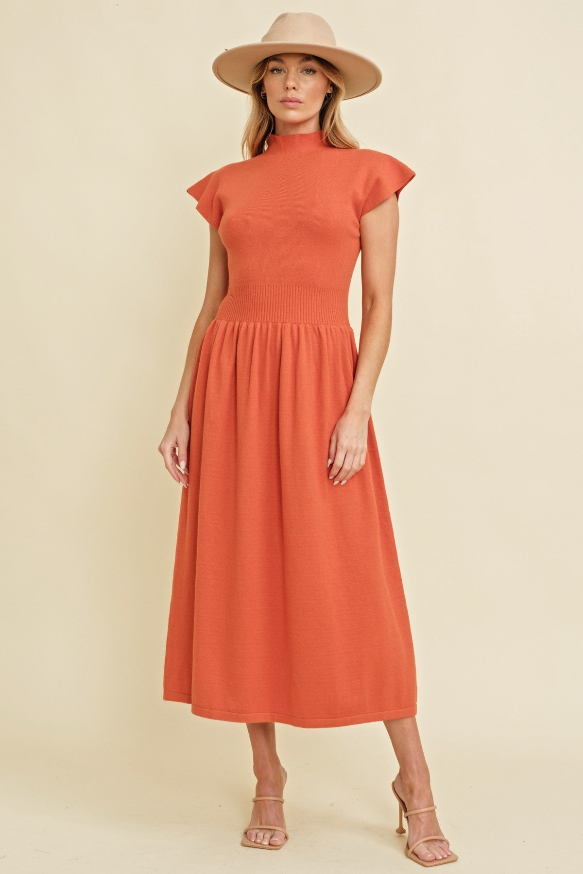 Mock Neck Stretch Maxi Dress