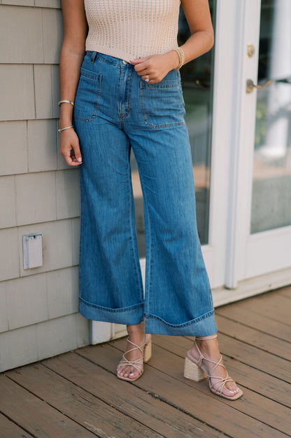 CUFFED BOTTOM WITH POCKET FRONT DENIM PANTS