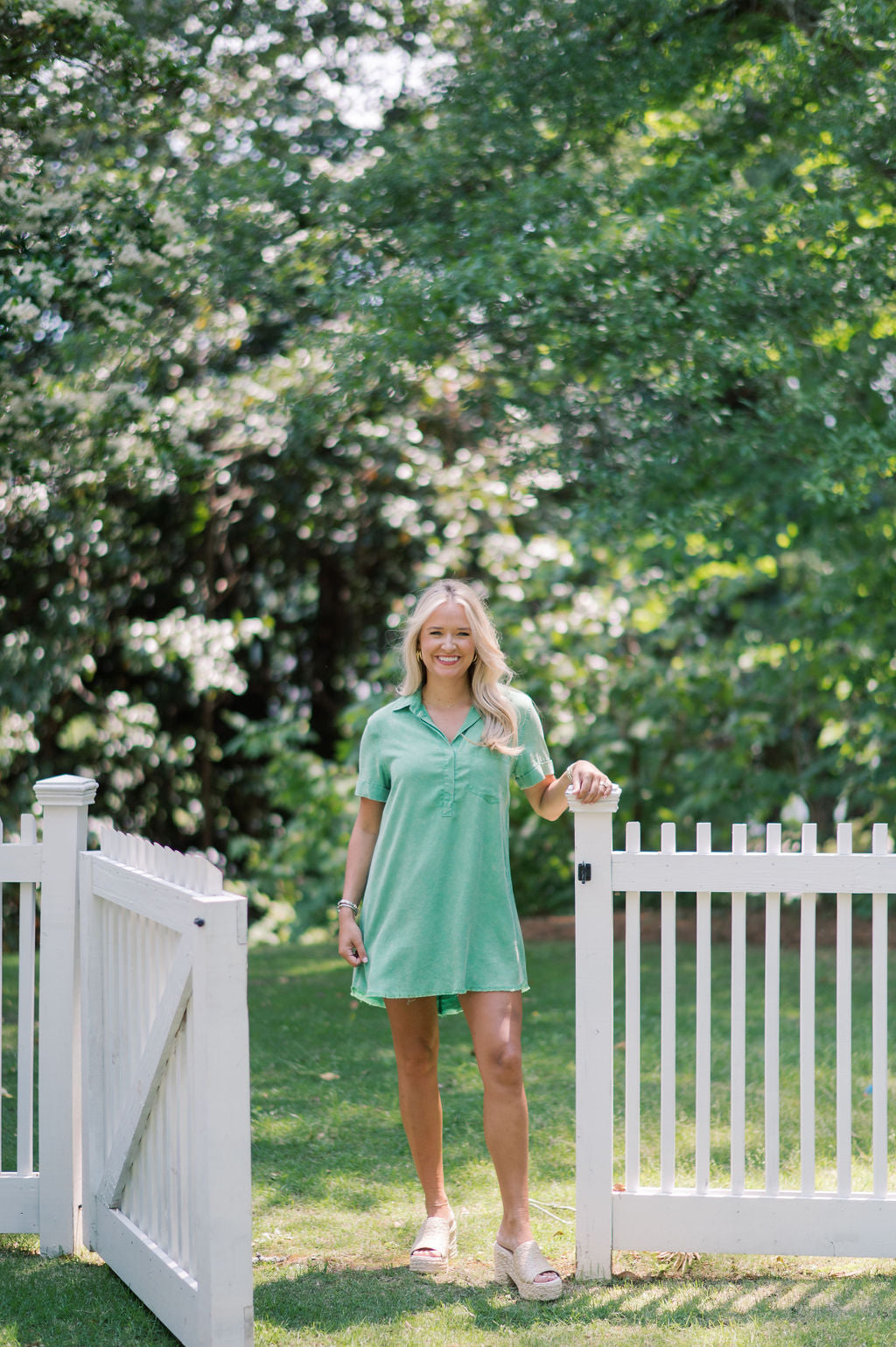 Short Sleeve Washed Denim Shirt Dress